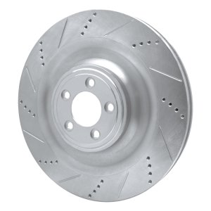 Jaguar XKR Brake Rotor (1) - Right Front - R1 Concepts - Drilled & Slotted - Silver - `08-`09